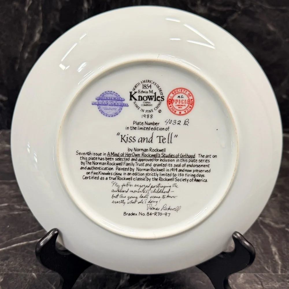 NORMAN ROCKWELL “Kiss and Tell” Collector Plate